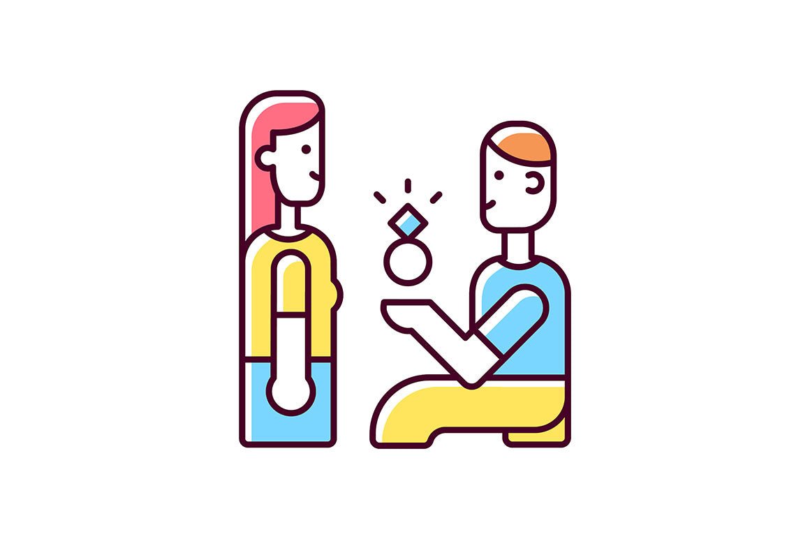 Romance RGB color icons set
