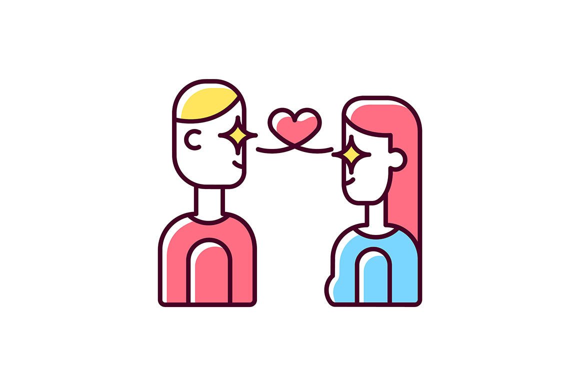 Romance RGB color icons set