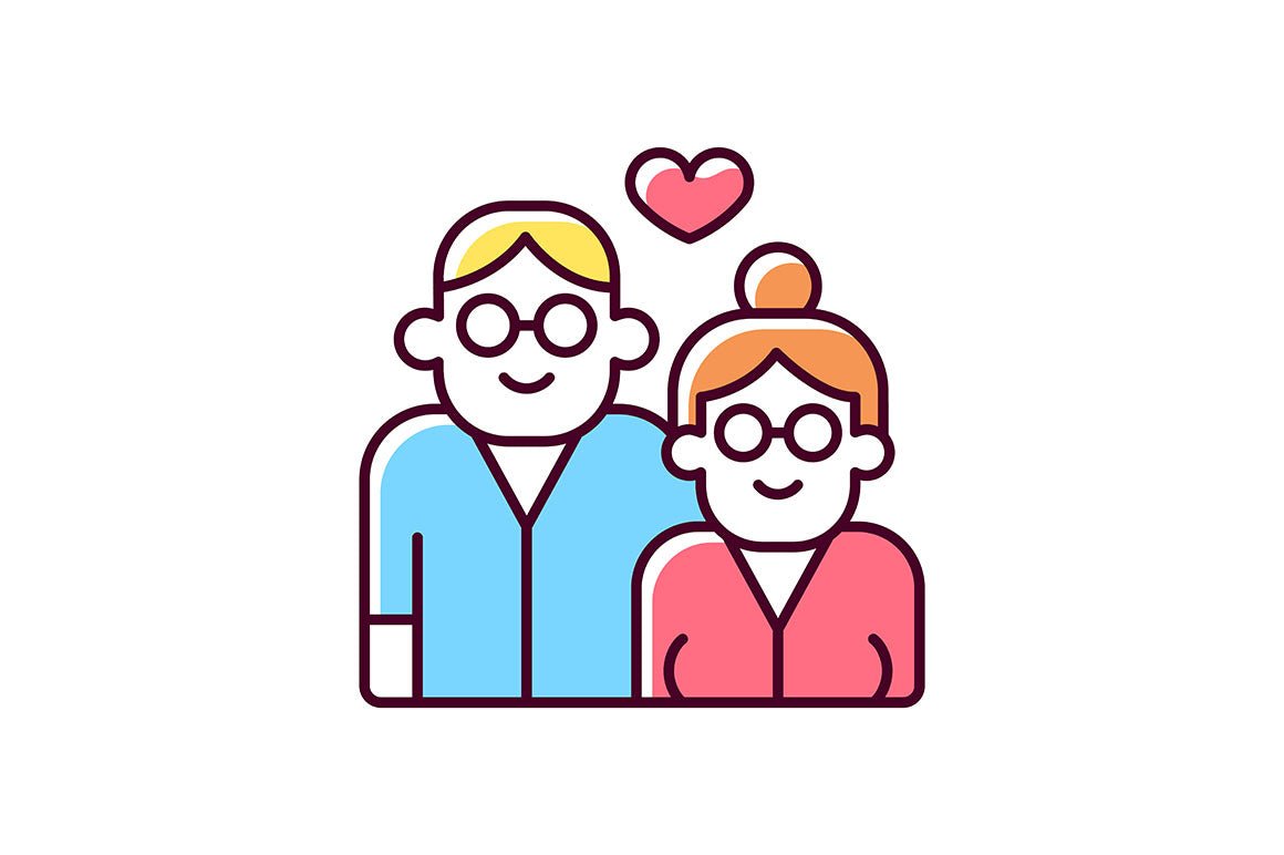 Romance RGB color icons set
