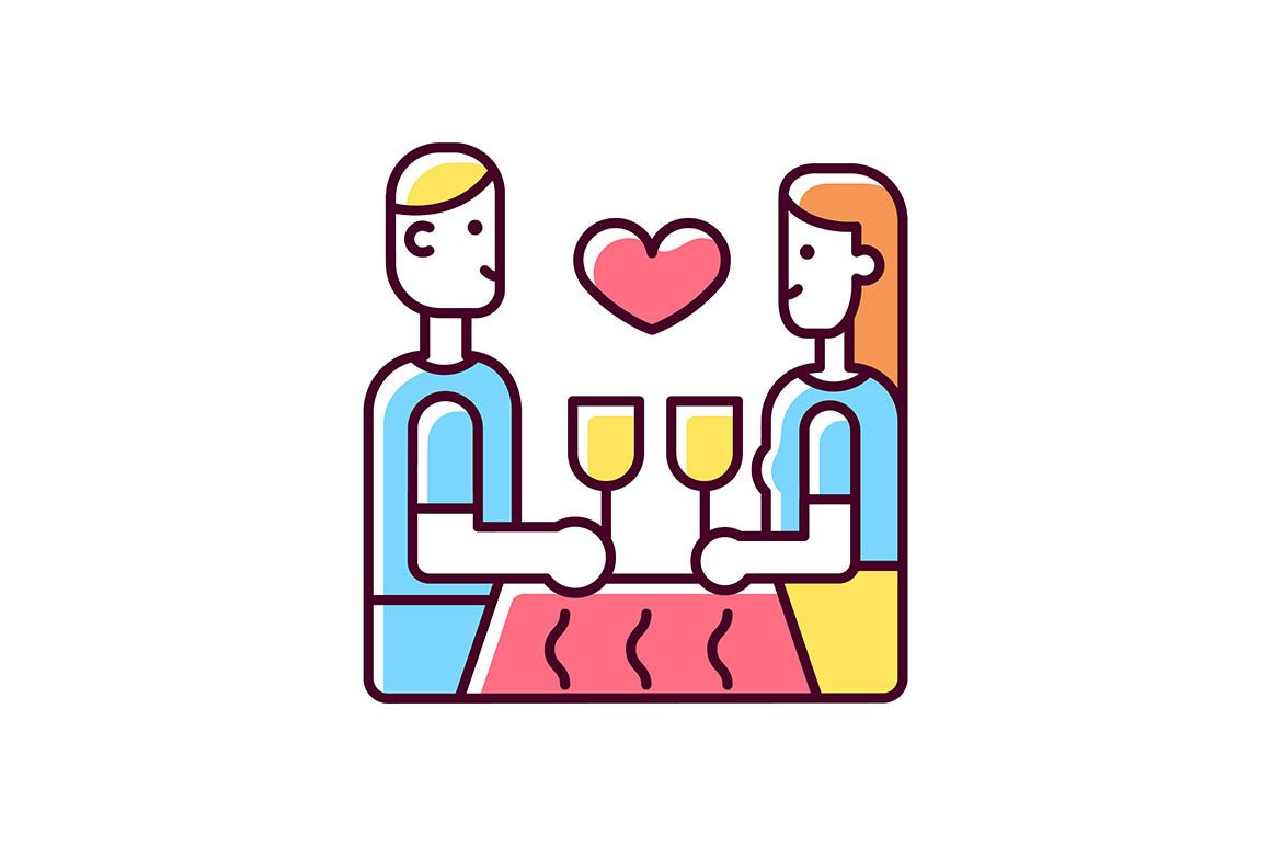 Romance RGB color icons set