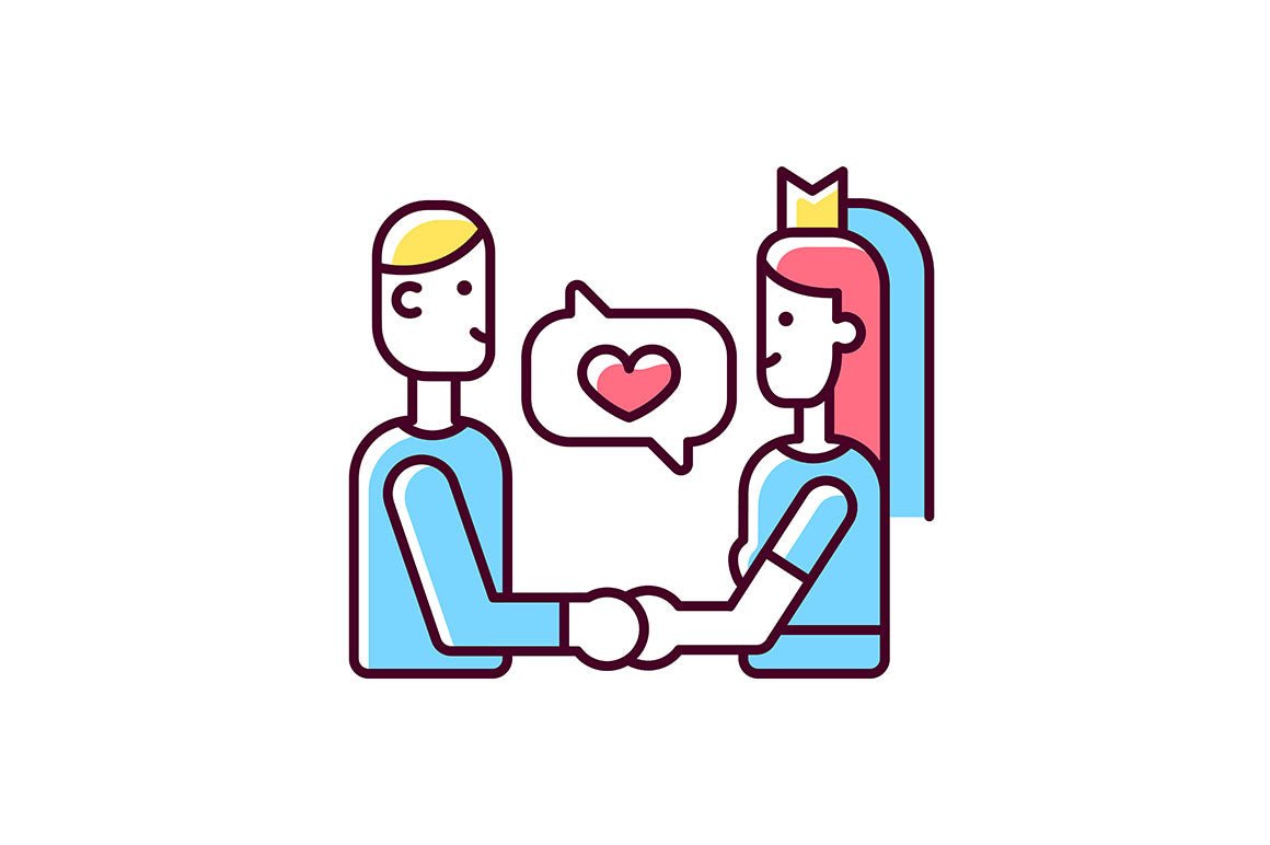 Romance RGB color icons set