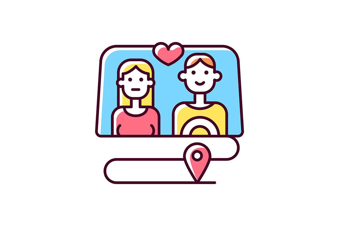 Romance RGB color icons set
