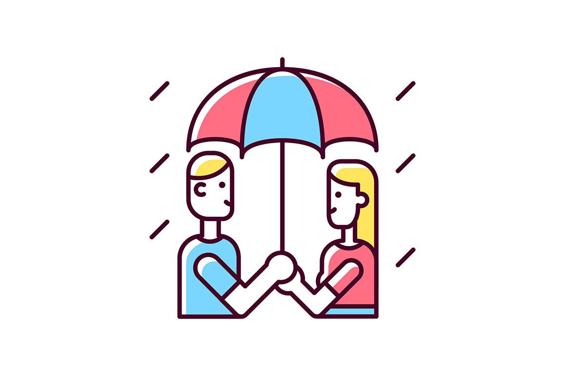 Romance RGB color icons set