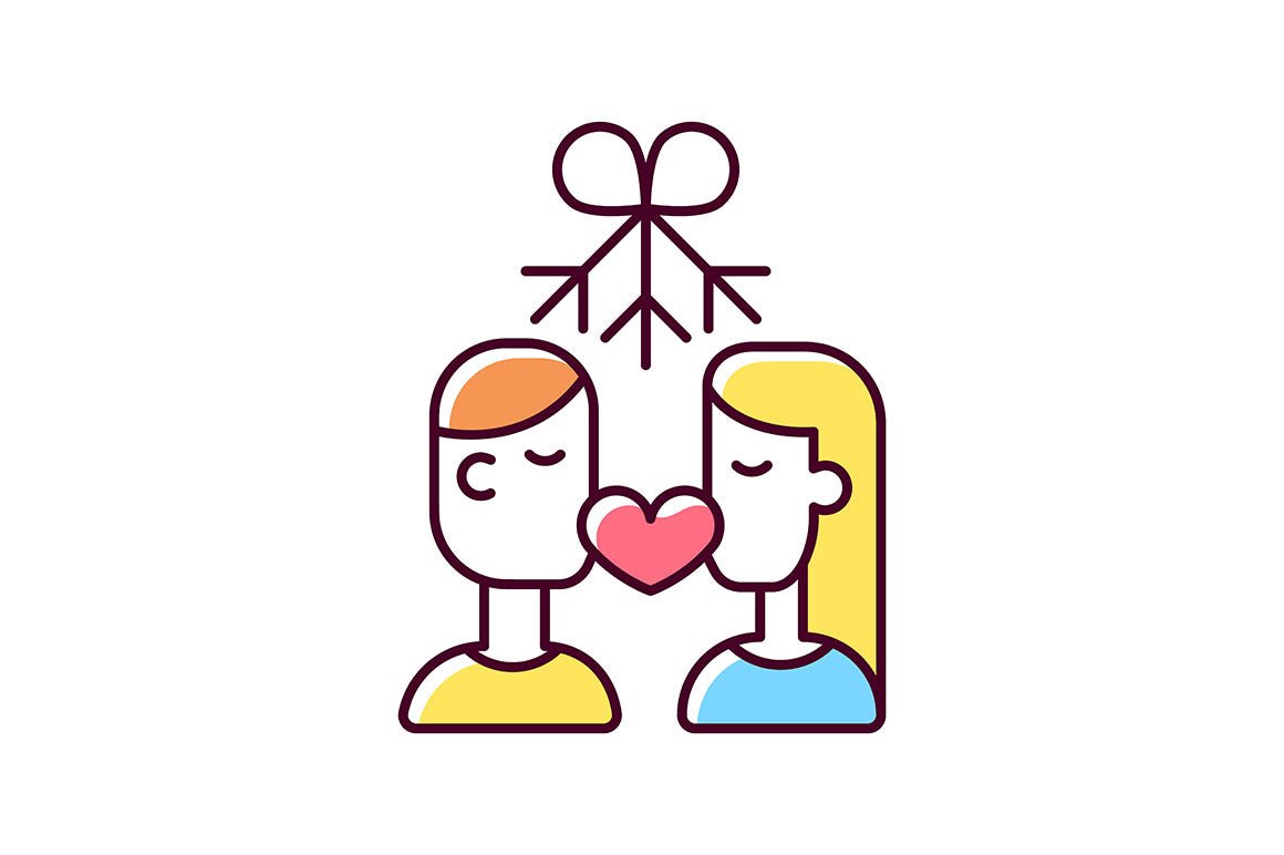 Romance RGB color icons set
