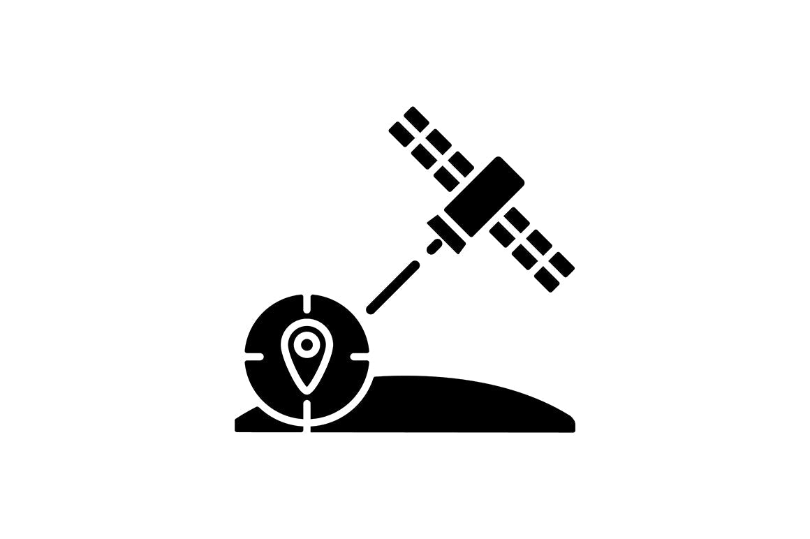Satellites types black glyph icons set on white space