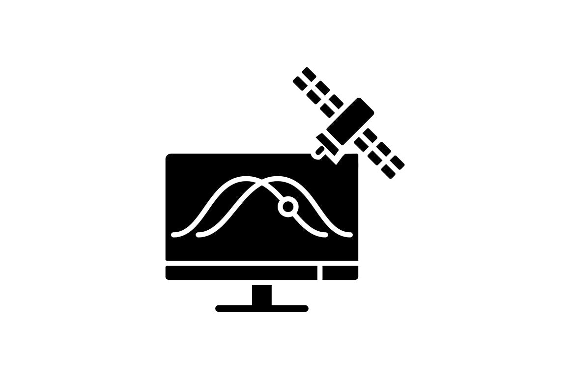 Satellites types black glyph icons set on white space