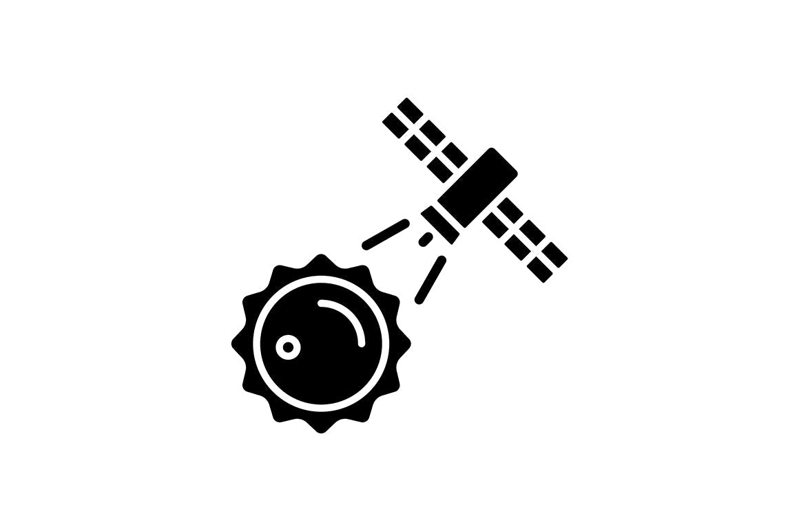 Satellites types black glyph icons set on white space