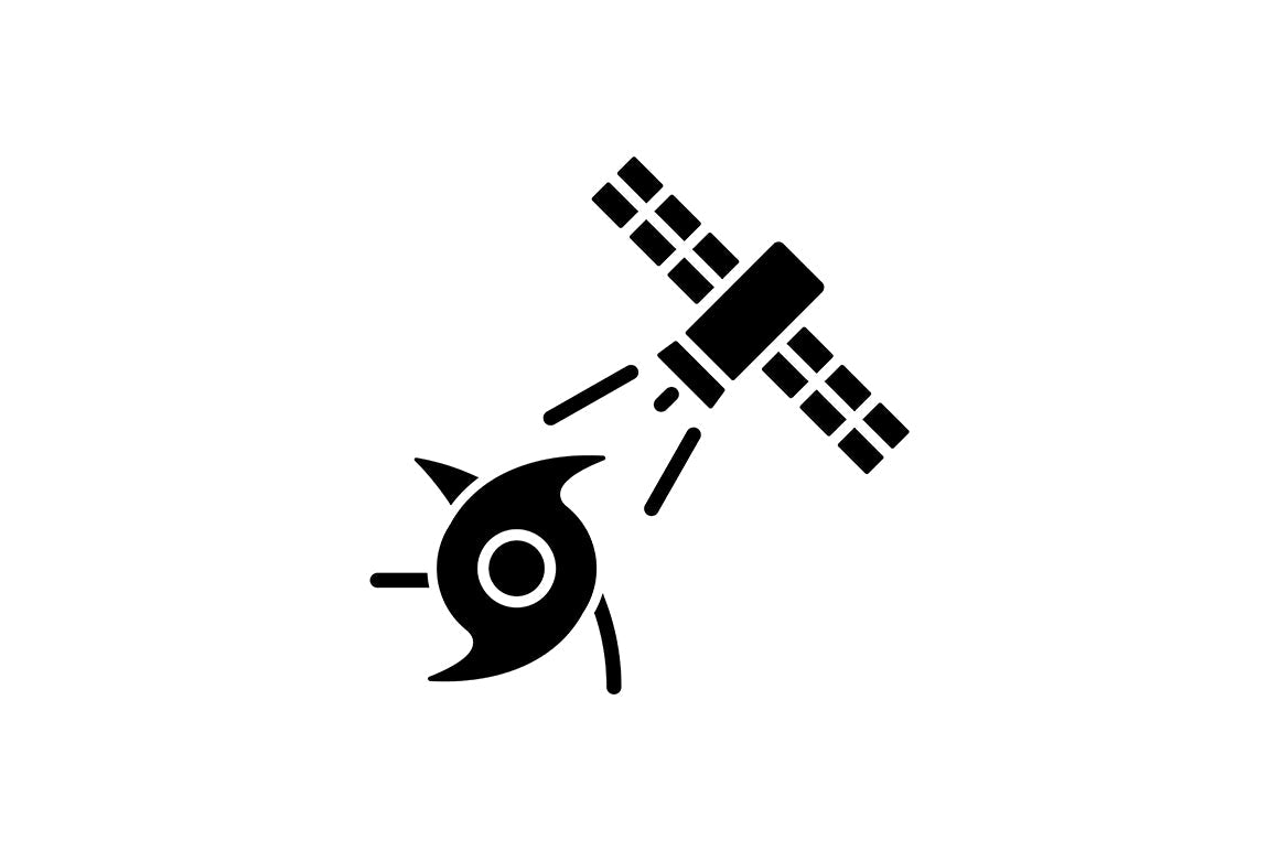 Satellites types black glyph icons set on white space