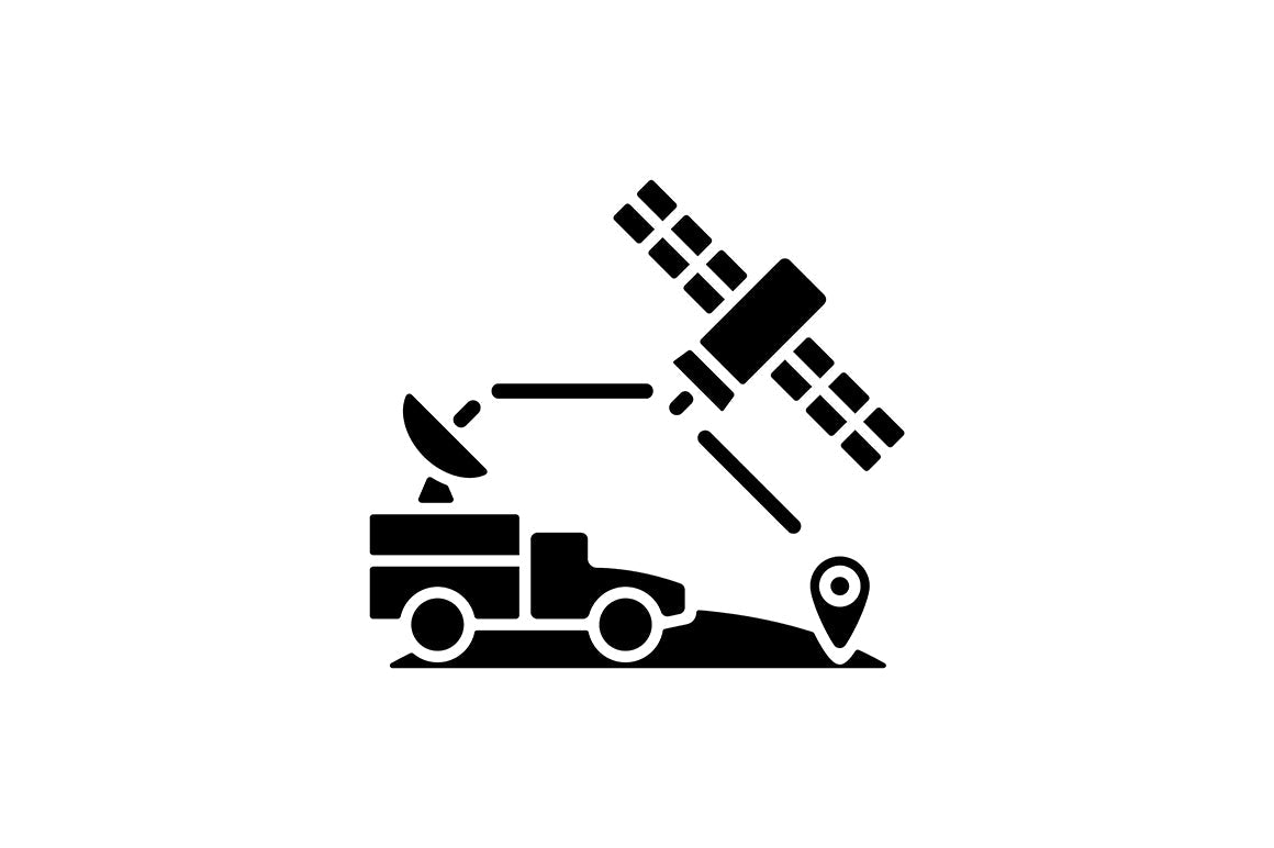Satellites types black glyph icons set on white space