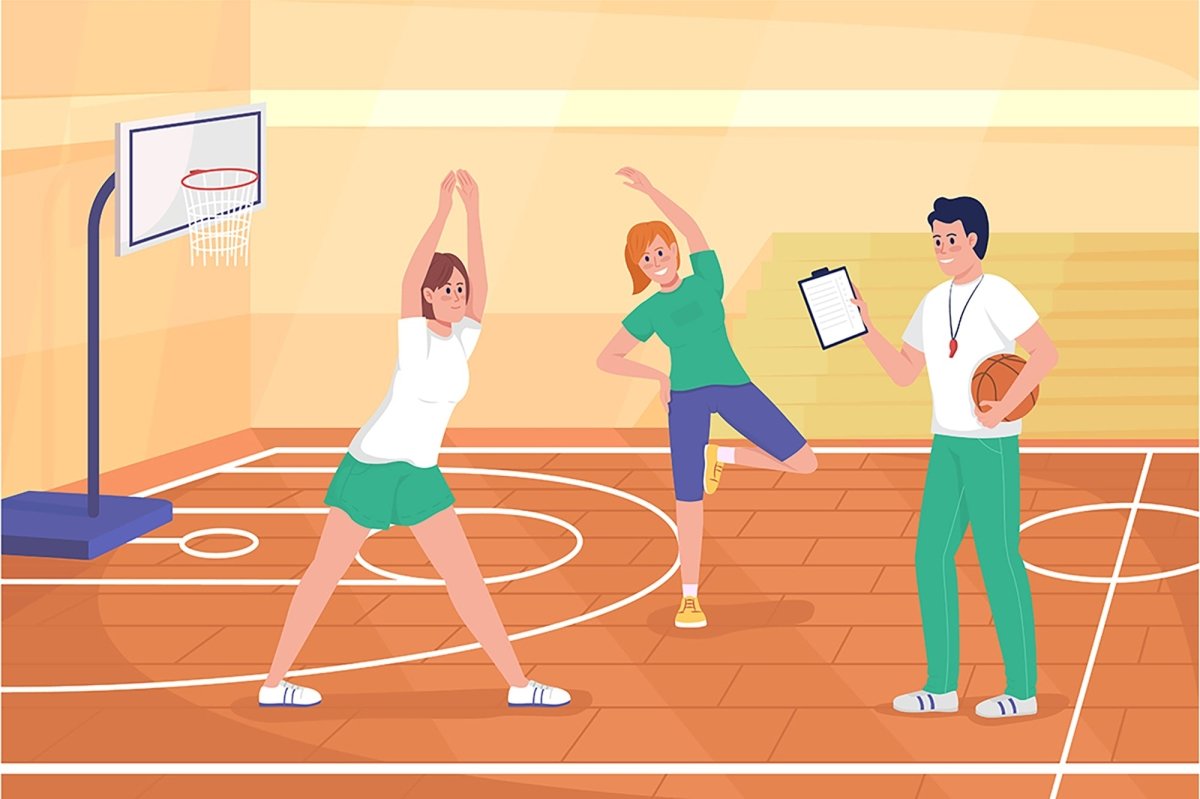 School activities flat color vector illustration set