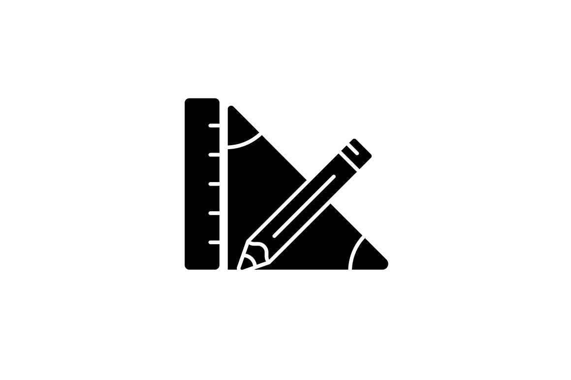School subjects black glyph icons set on white space