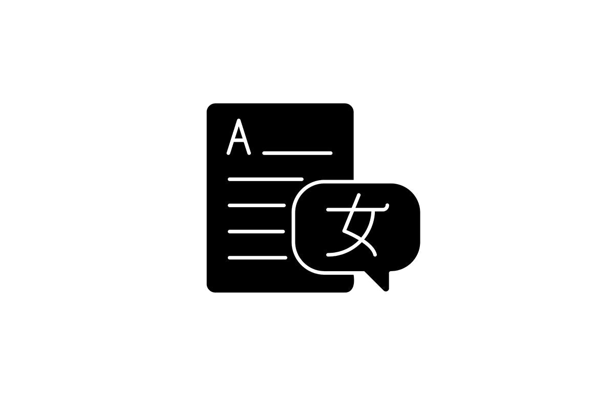 School subjects black glyph icons set on white space