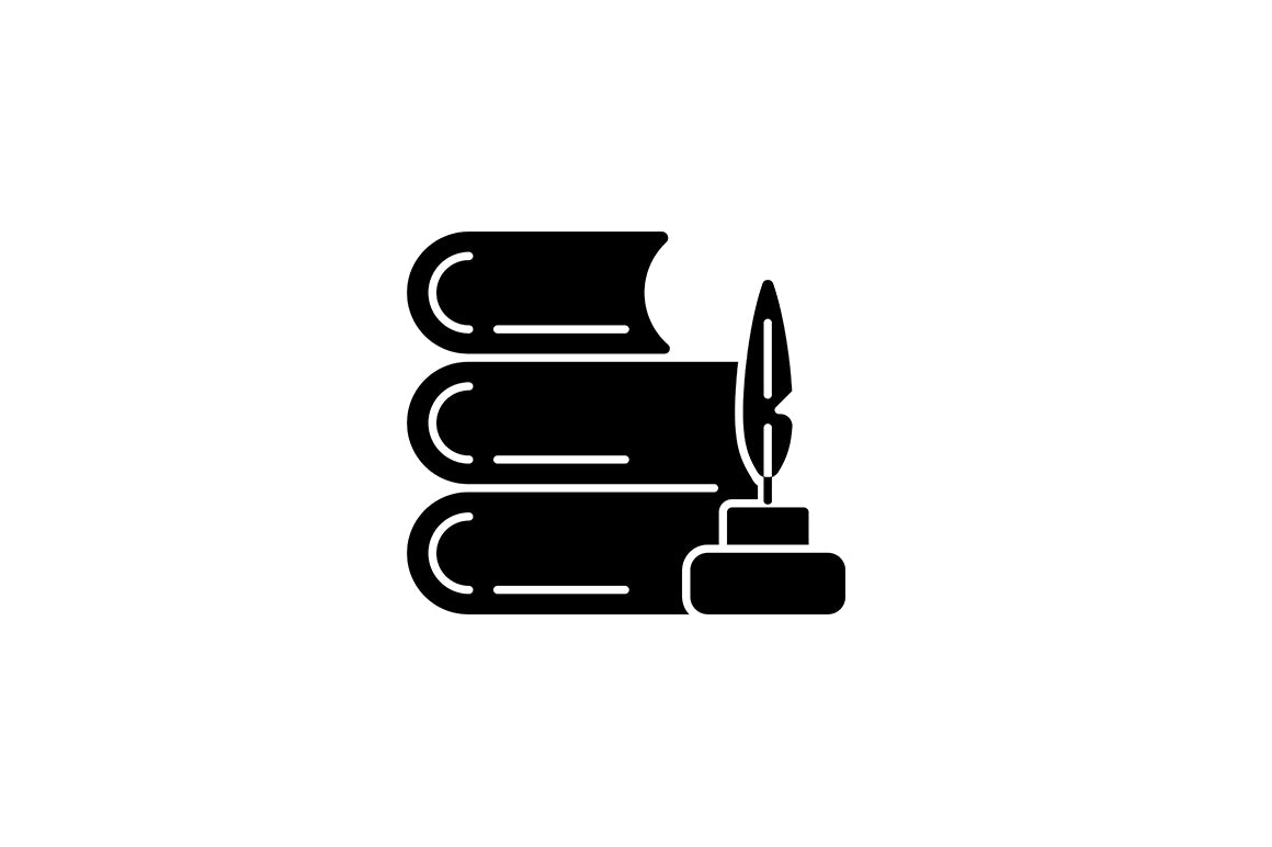 School subjects black glyph icons set on white space