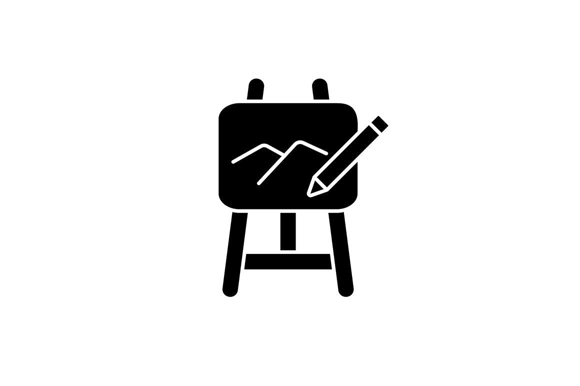 School subjects black glyph icons set on white space