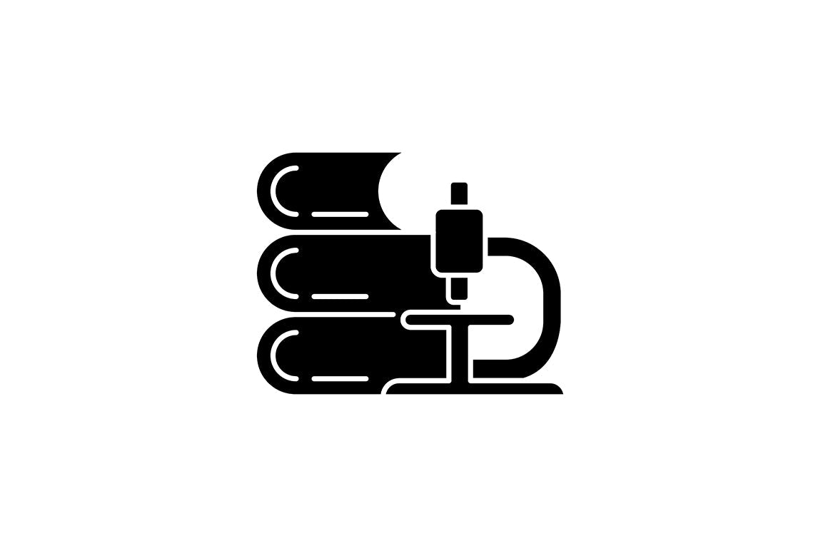 School subjects black glyph icons set on white space