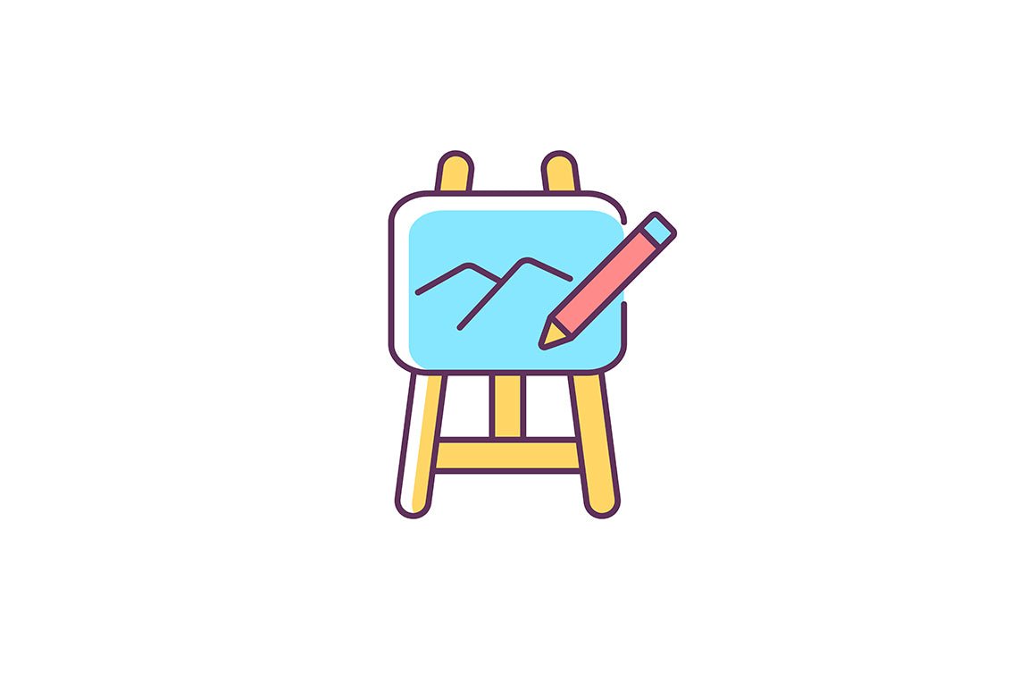 School subjects RGB color icons set