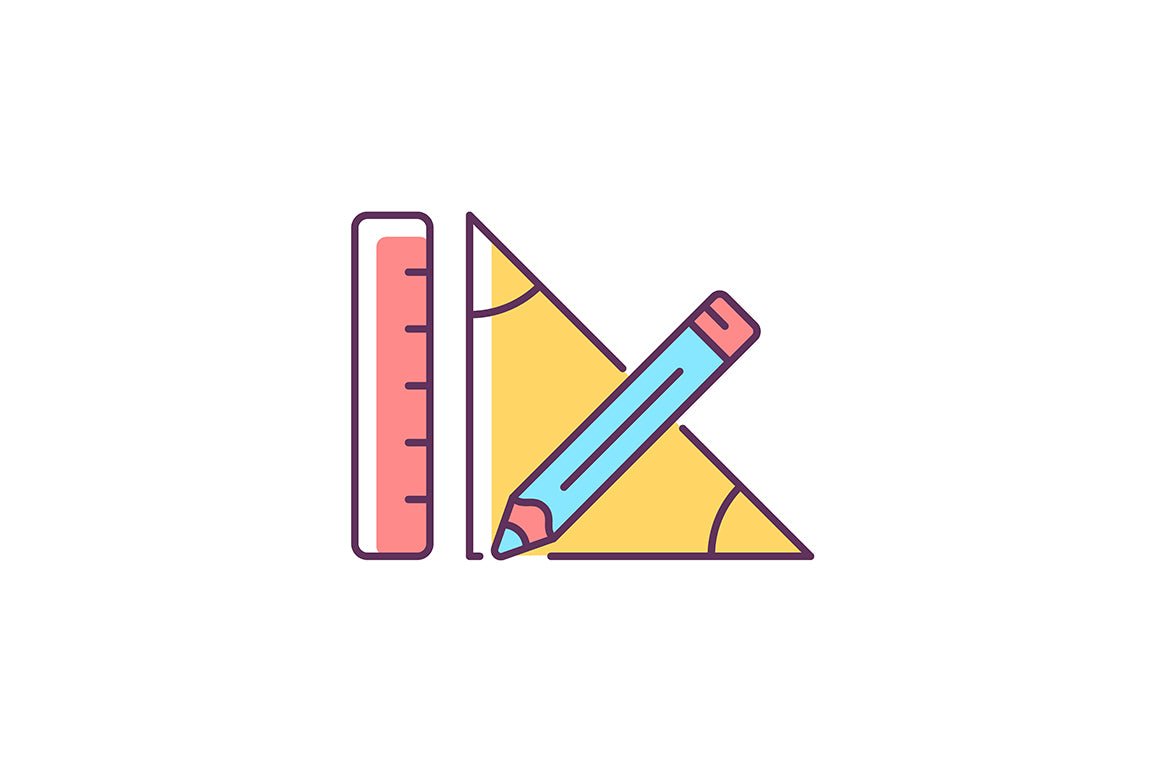 School subjects RGB color icons set