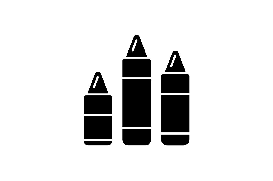 School supplies black glyph icons set on white space