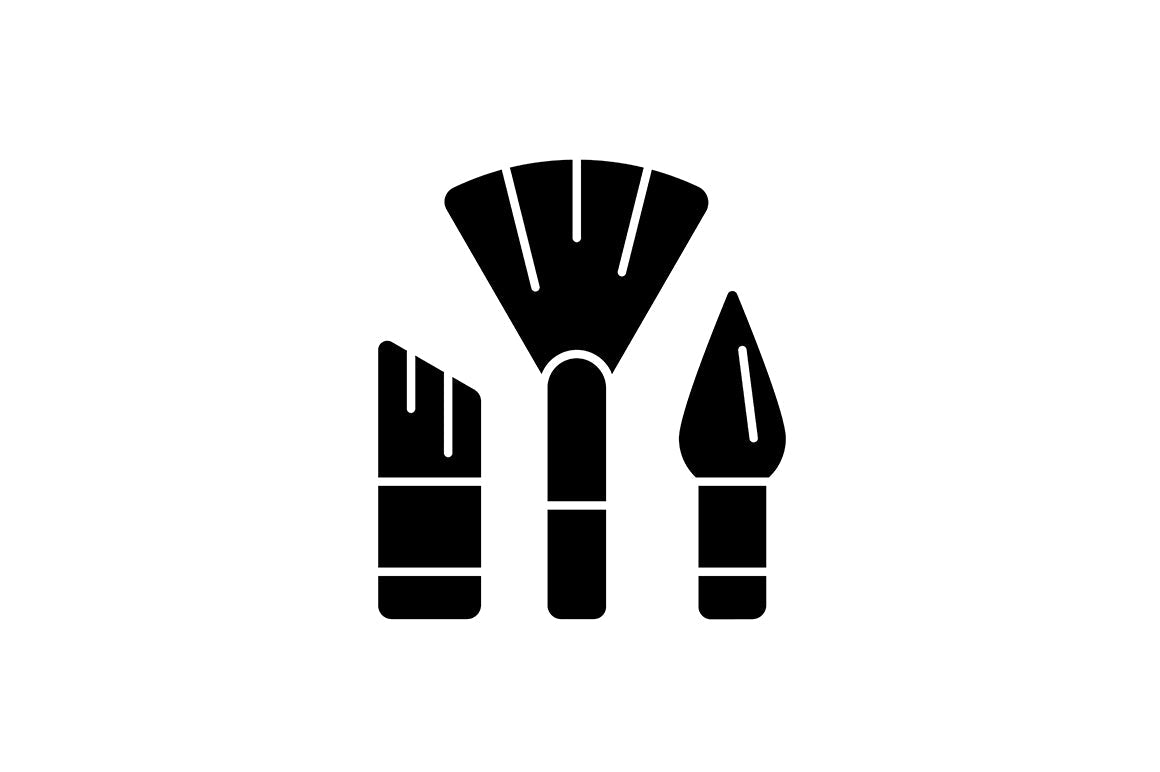 School supplies black glyph icons set on white space