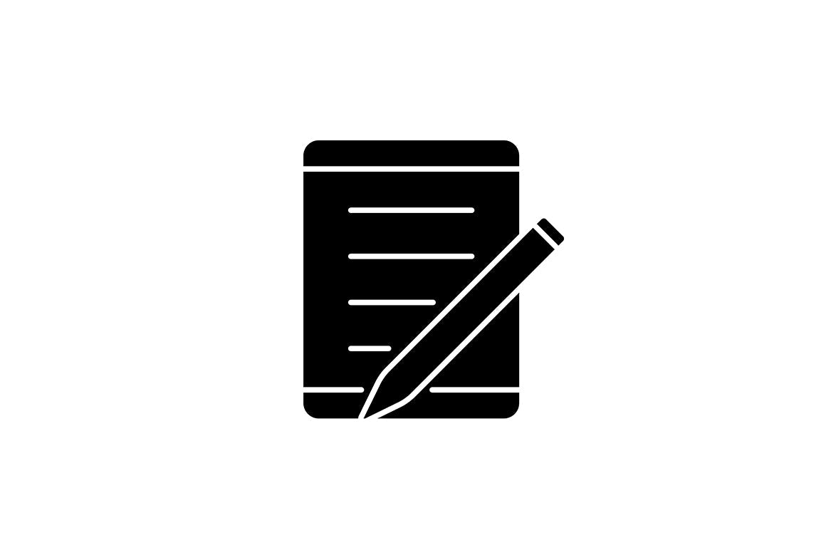 School supplies black glyph icons set on white space