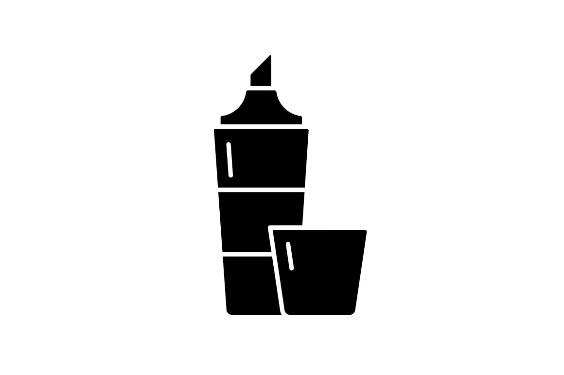 School supplies black glyph icons set on white space