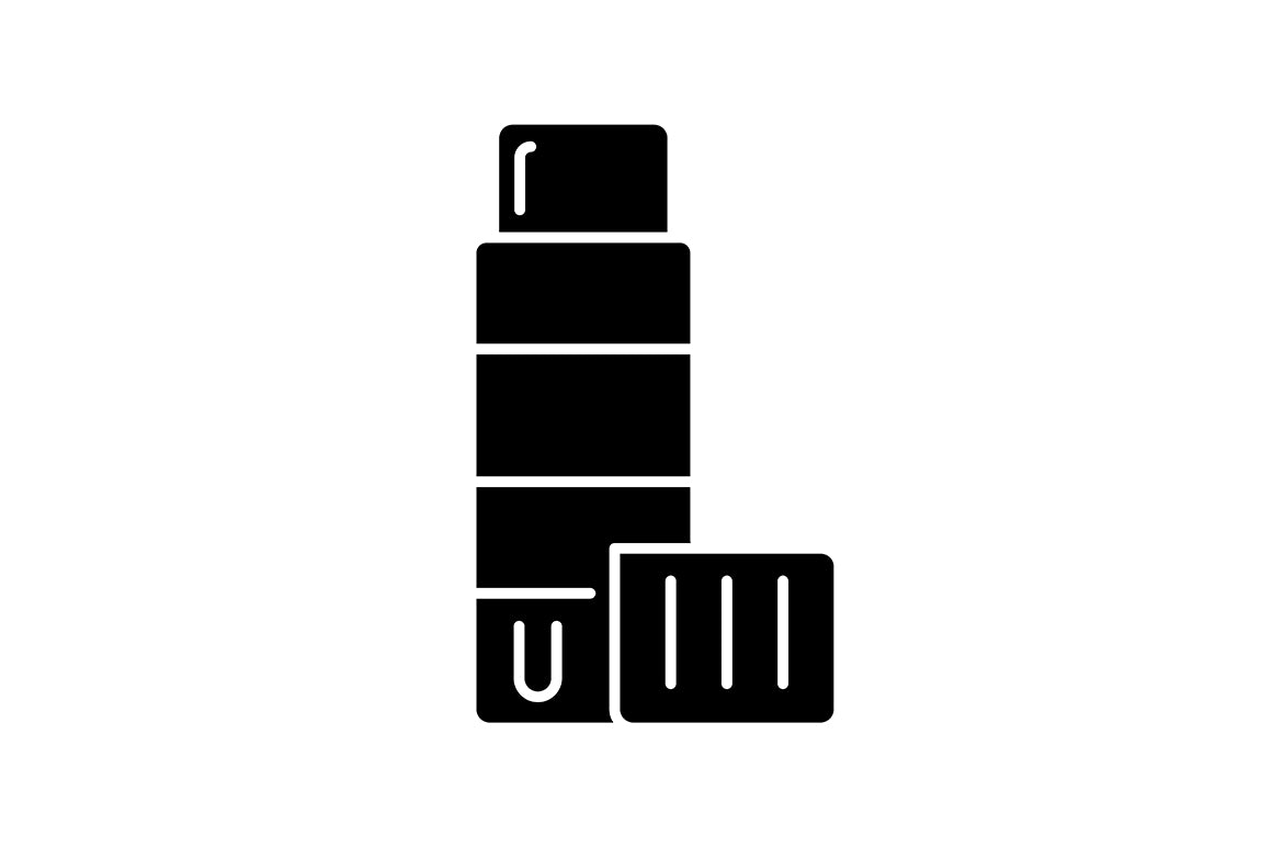 School supplies black glyph icons set on white space