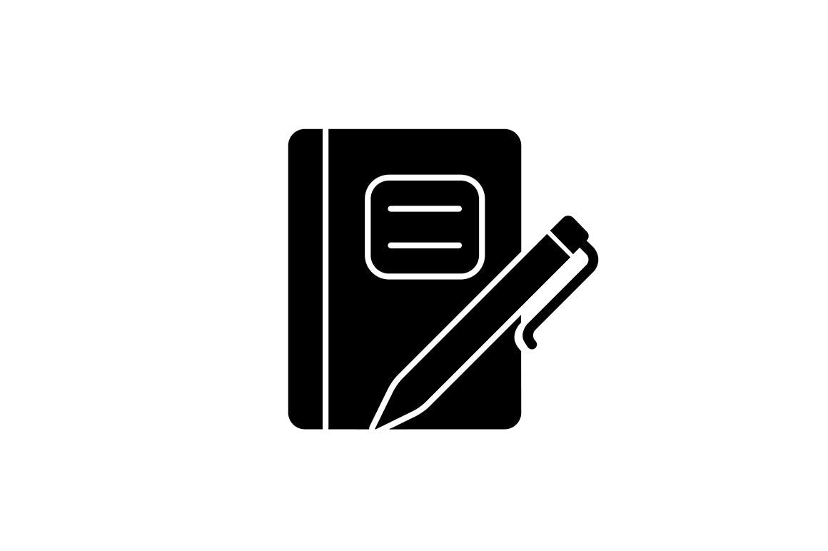 School supplies black glyph icons set on white space