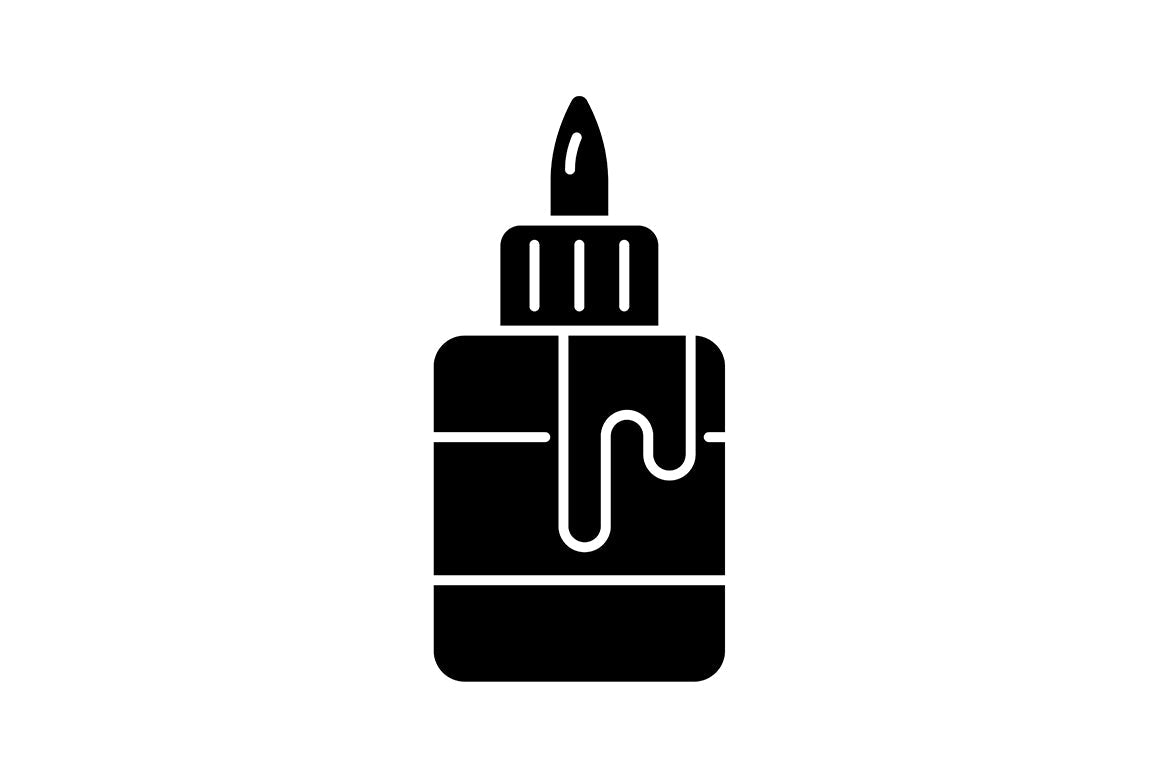 School supplies black glyph icons set on white space