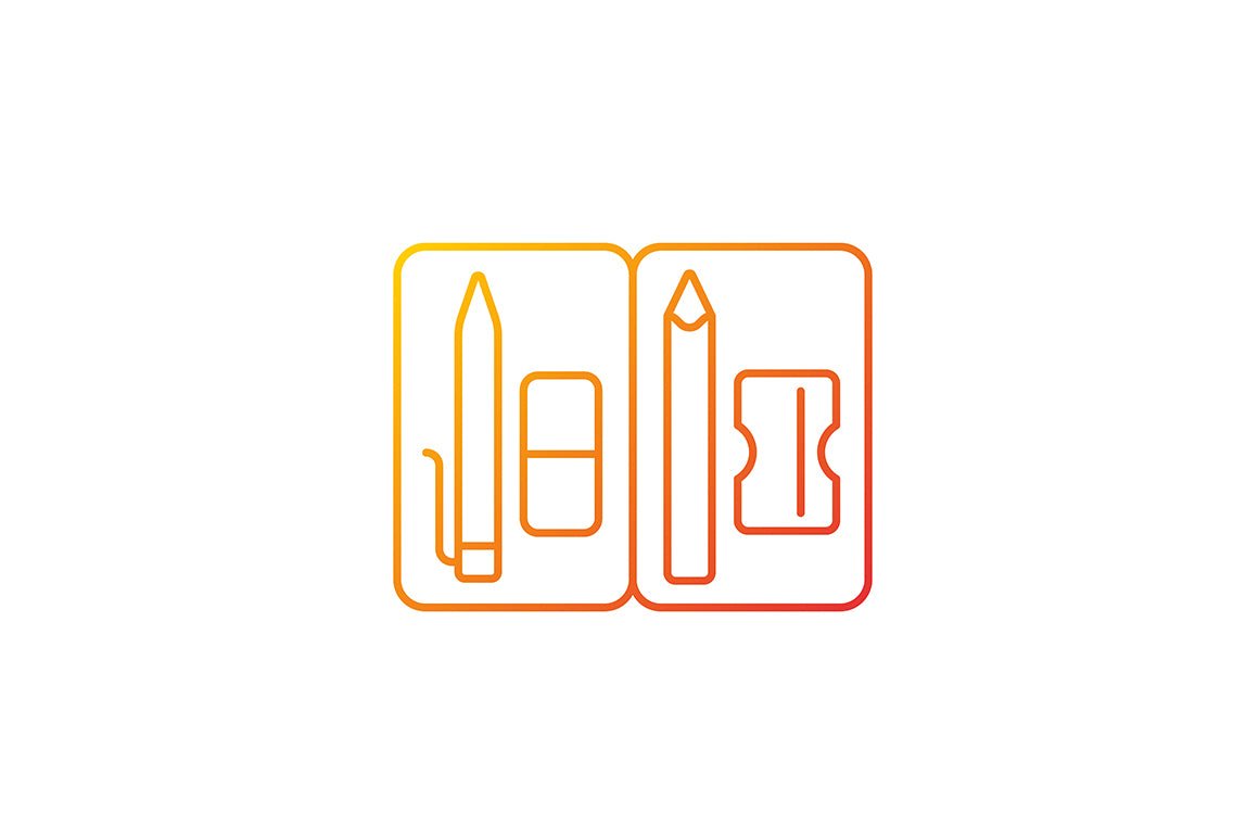 School supplies gradient icons set for dark and light mode