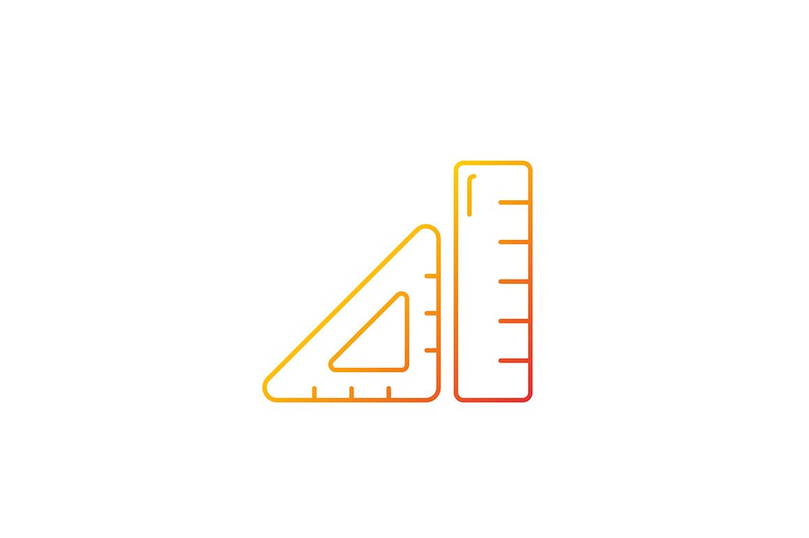 School supplies gradient icons set for dark and light mode