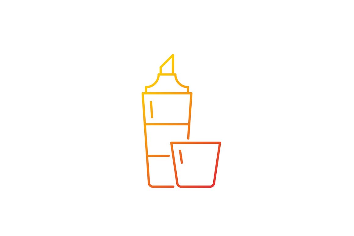 School supplies gradient icons set for dark and light mode