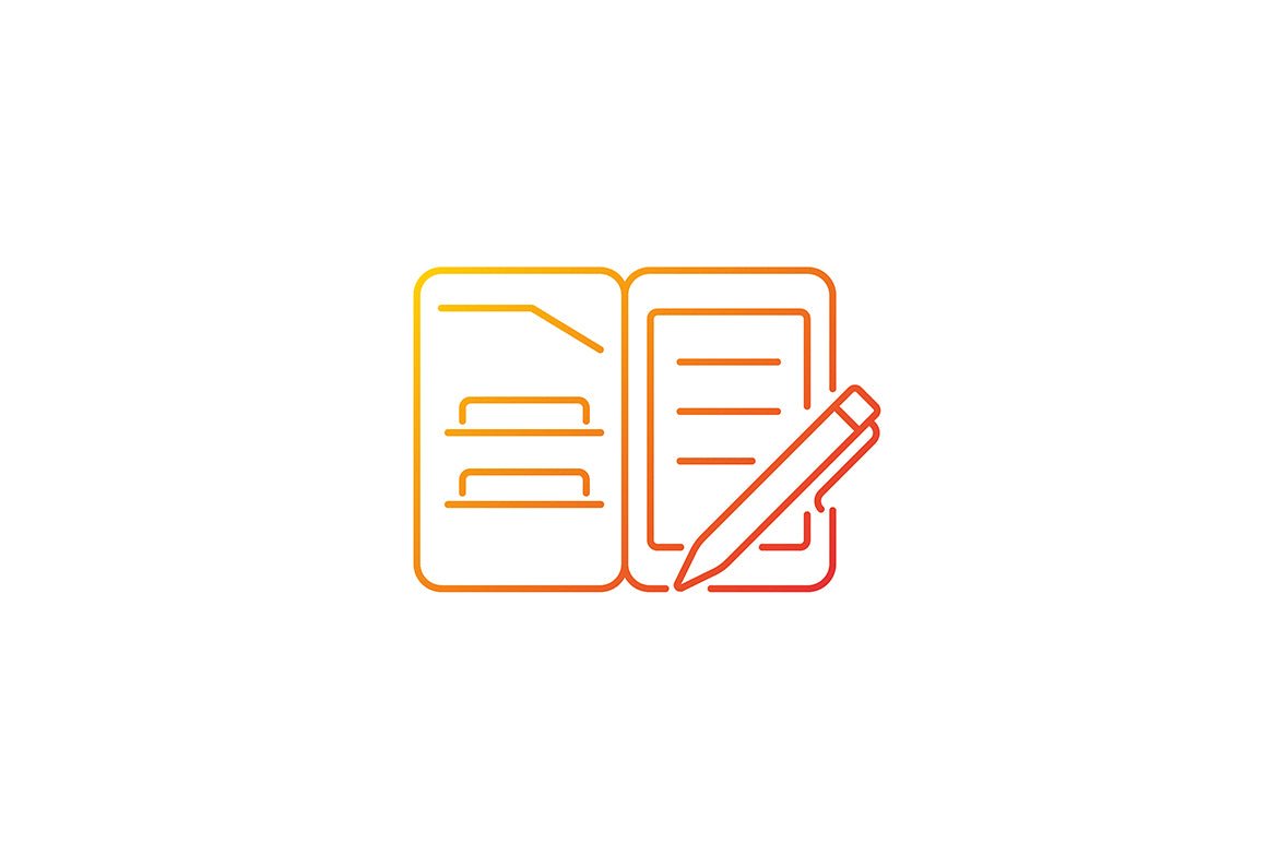 School supplies gradient icons set for dark and light mode