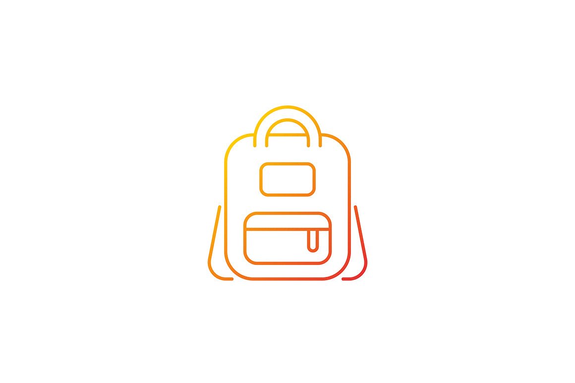 School supplies gradient icons set for dark and light mode