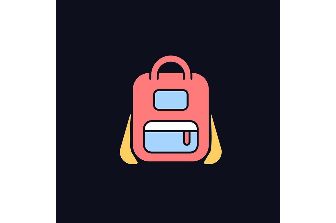School supplies light and dark theme RGB color icons set