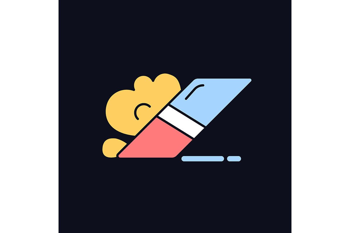 School supplies light and dark theme RGB color icons set