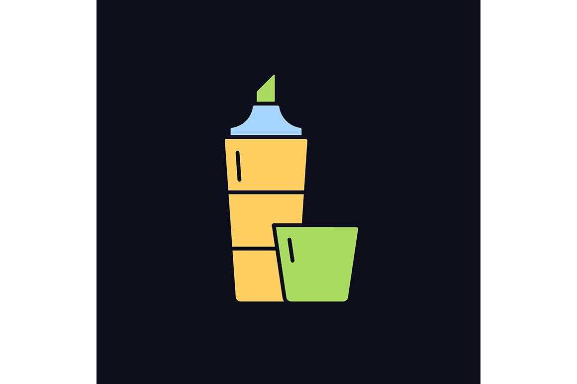 School supplies light and dark theme RGB color icons set