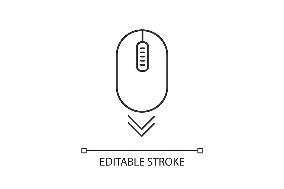 Scroll down pixel perfect linear icons set