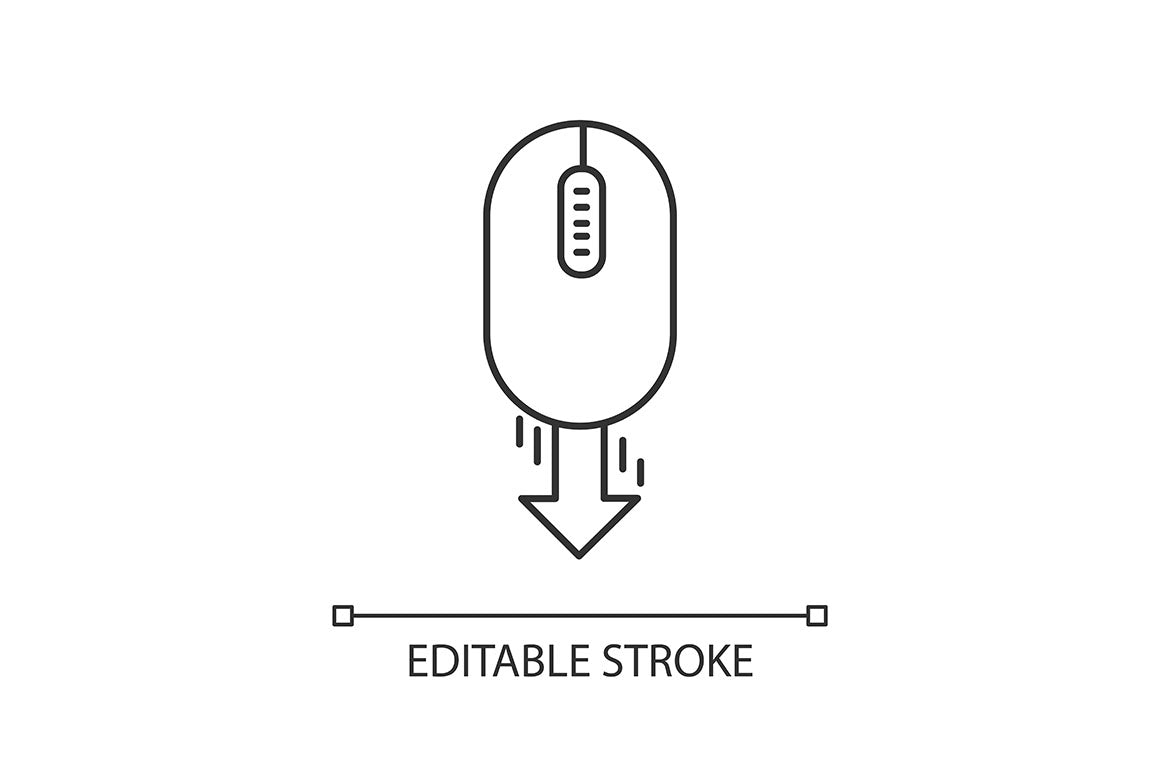 Scroll down pixel perfect linear icons set