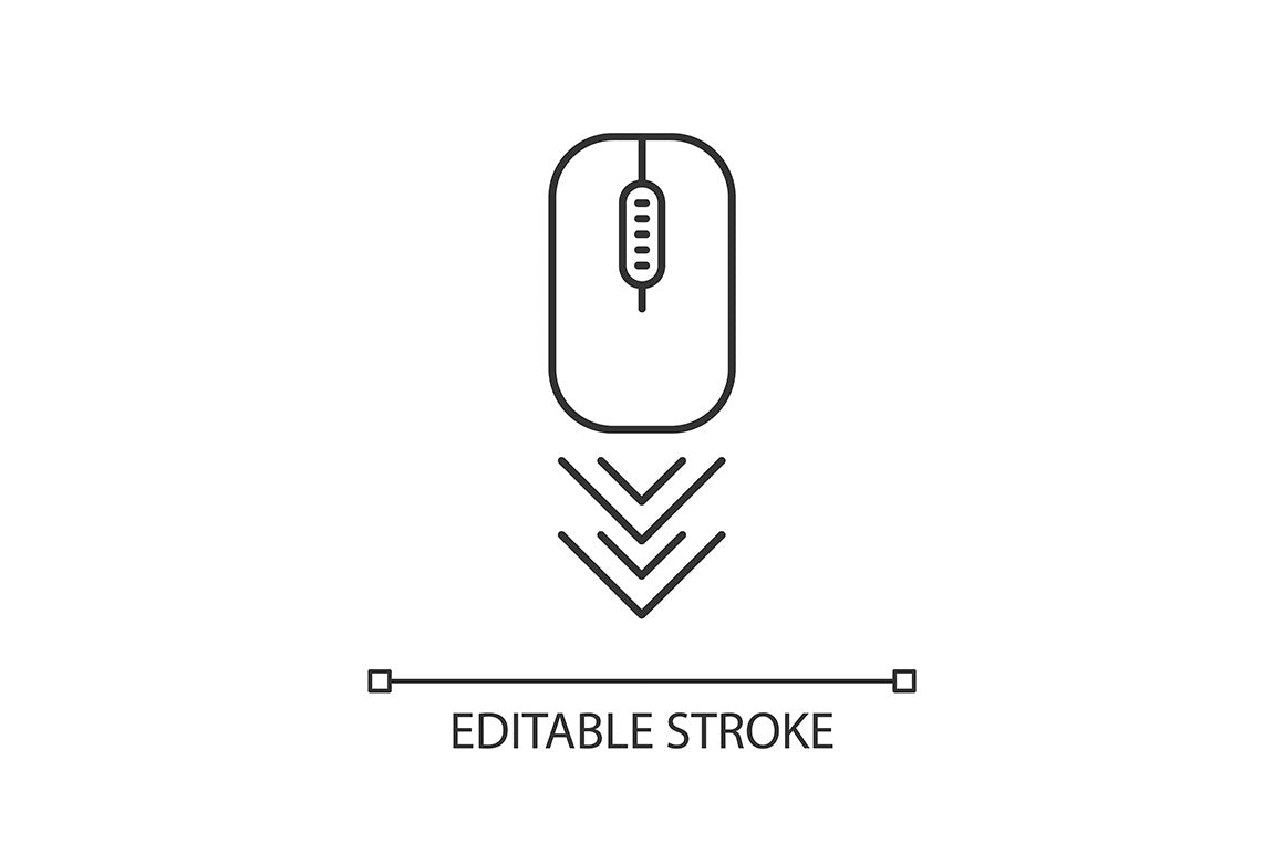 Scroll down pixel perfect linear icons set