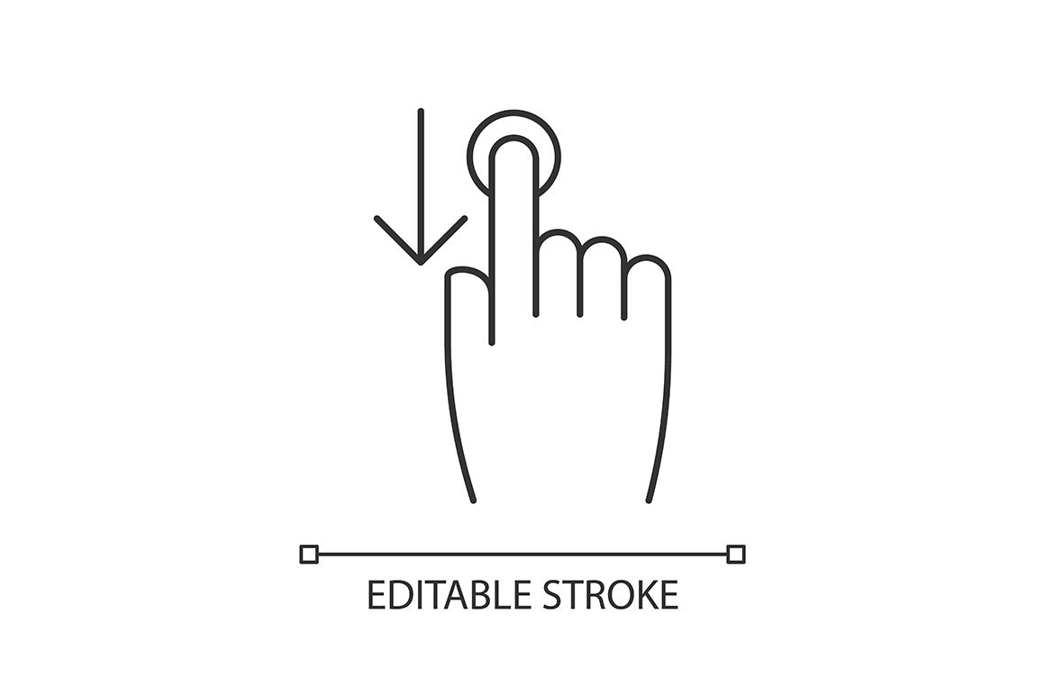 Scroll down pixel perfect linear icons set