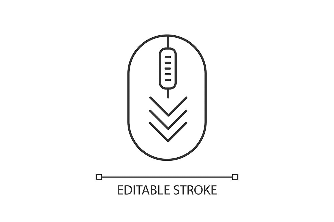 Scroll down pixel perfect linear icons set