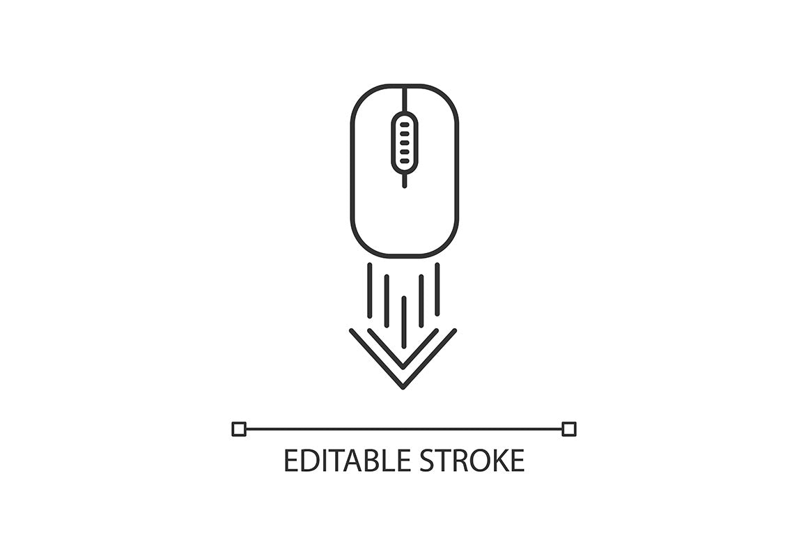 Scroll down pixel perfect linear icons set