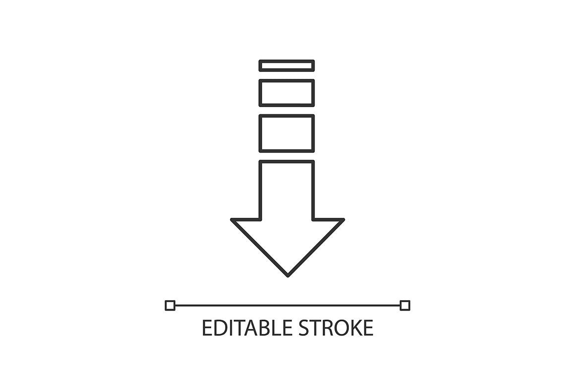 Scroll down pixel perfect linear icons set