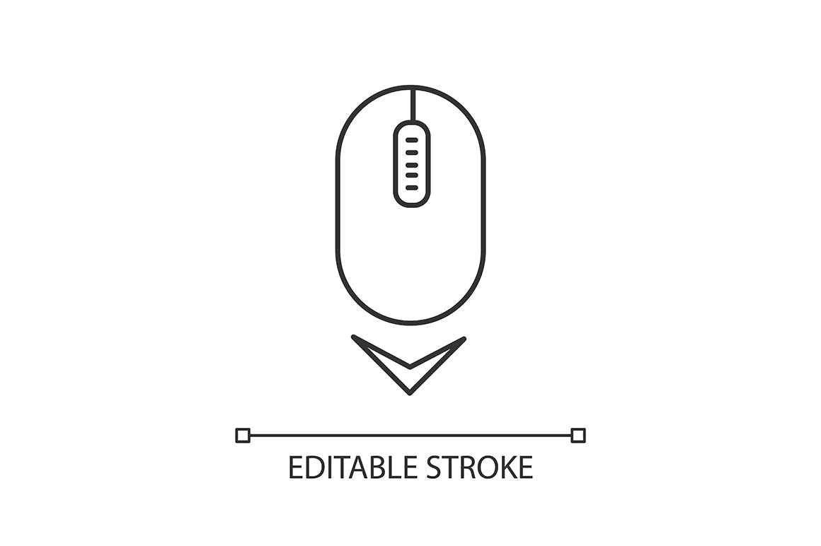 Scroll down pixel perfect linear icons set