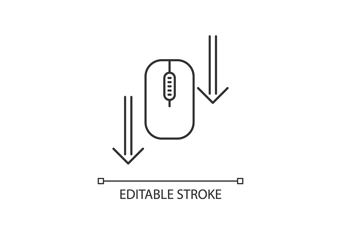 Scroll down pixel perfect linear icons set