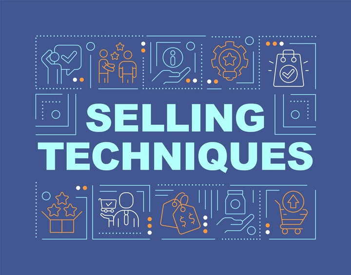 Selling techniques word concepts banner set