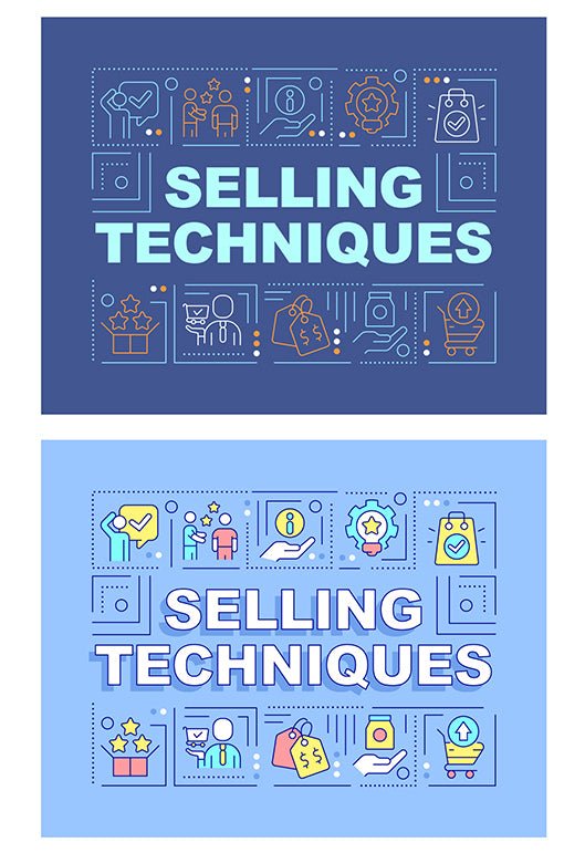 Selling techniques word concepts banner set