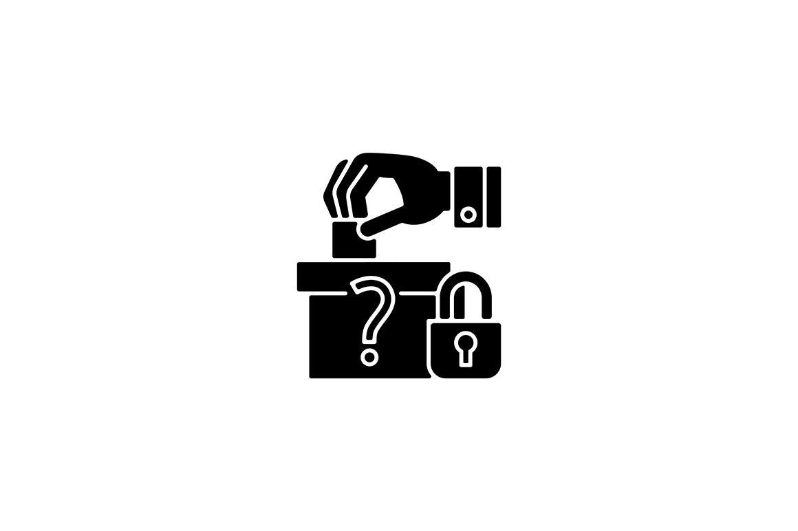 Sensitive information types black glyph icons set on white space