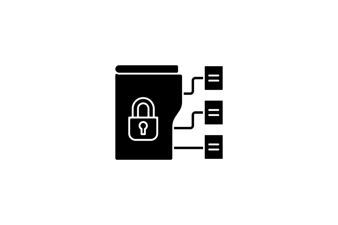 Sensitive information types black glyph icons set on white space