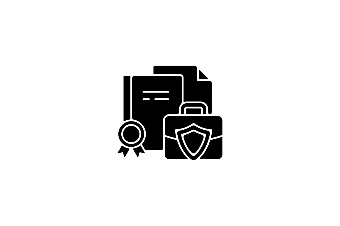Sensitive information types black glyph icons set on white space